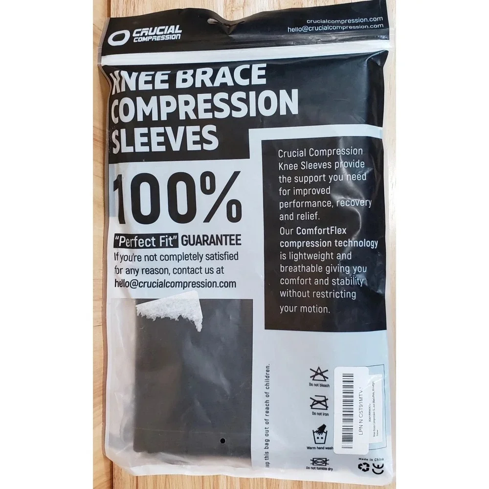 NEW Sealed Crucial Compression Knee Sleeves XXL Pair Black/Pink Support Brace